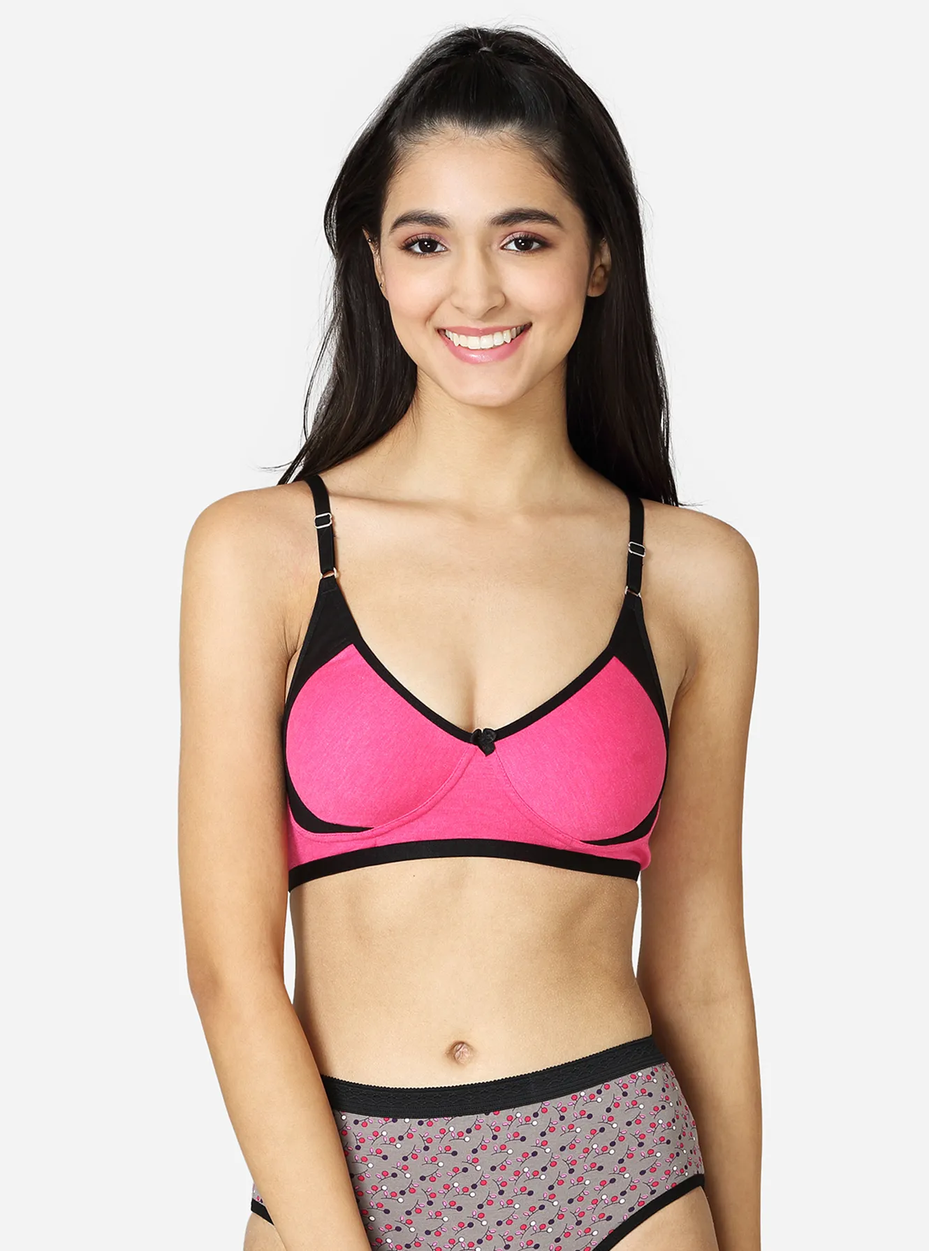 Cotton blend double layered medium coverage T-shirt bra with contrast  elastic tape, Buy Mens & Kids Innerwear