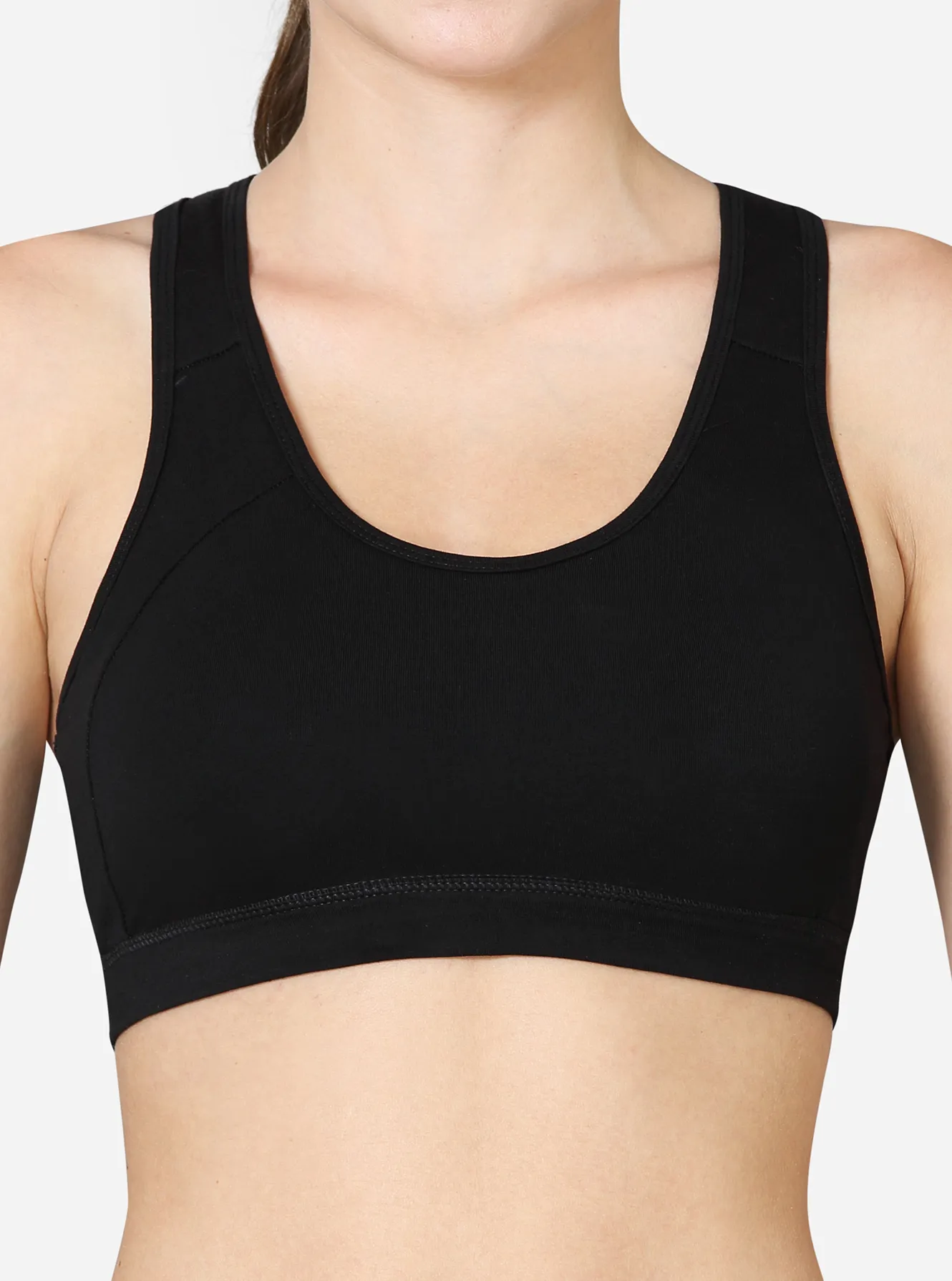Low impact Active bra with removable cookie pad and racer back