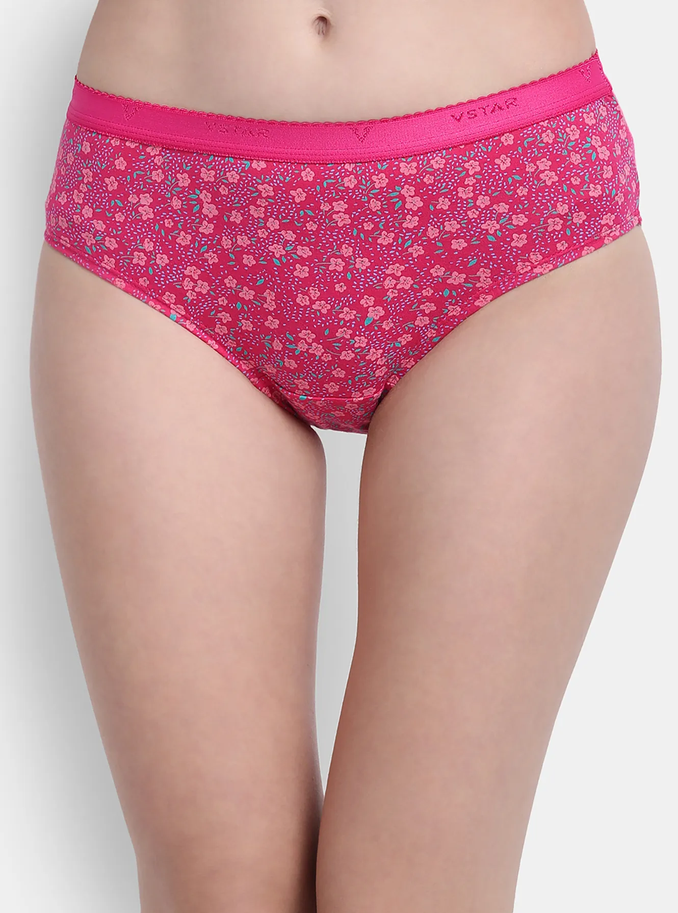 Girls Panty with Exposed Elastic Waistband (Pack of 2) - Violet & Assorted  Print