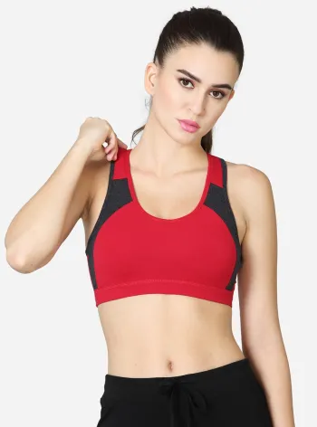 Buy Vstar Cotton Sports Bra With Removable Padding - Charcoal Melge Black  at Rs.569 online