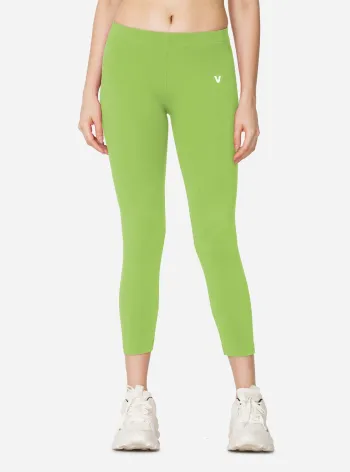 Pure Cotton Soft Churidar Leggings for Women & Girls Green Lime Colour 