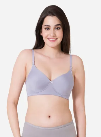 Buy Zivame Cotton Essential Double Layered Wire Free Bra - Sky
