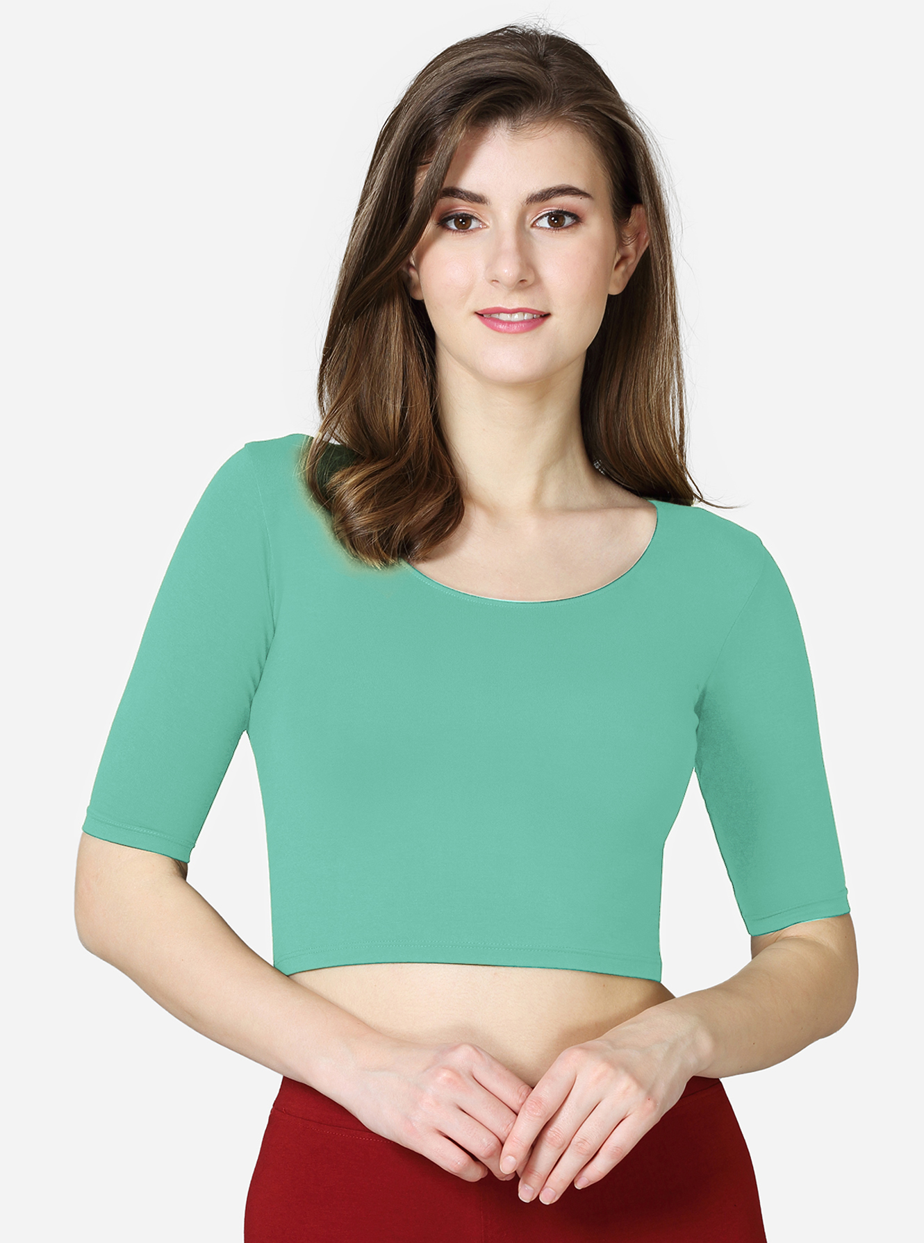 Deep front neck comfy blouse with closed back