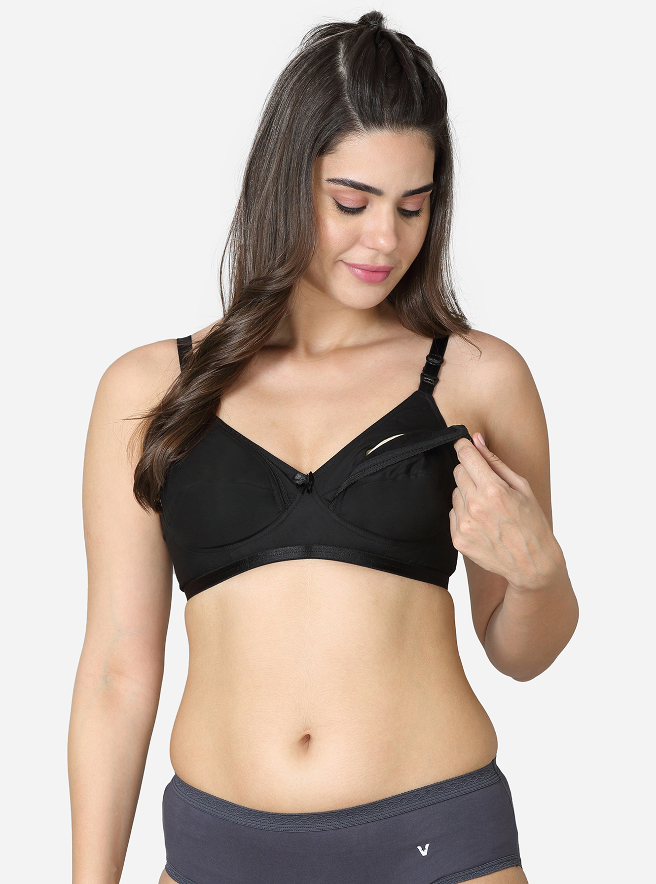 Maternity bra with detachable front flap
