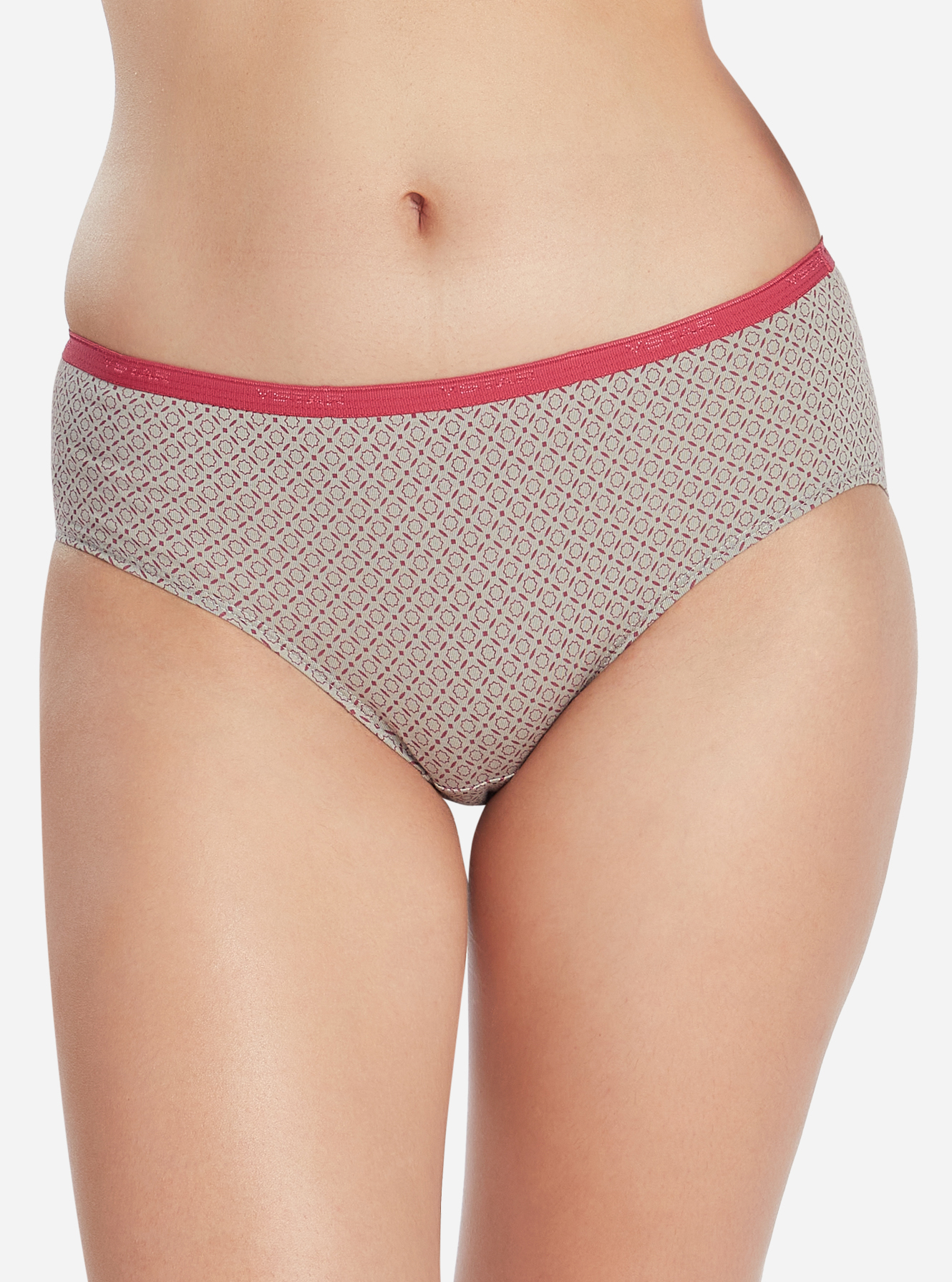 Low rise solid color panty with outer elastic waistband