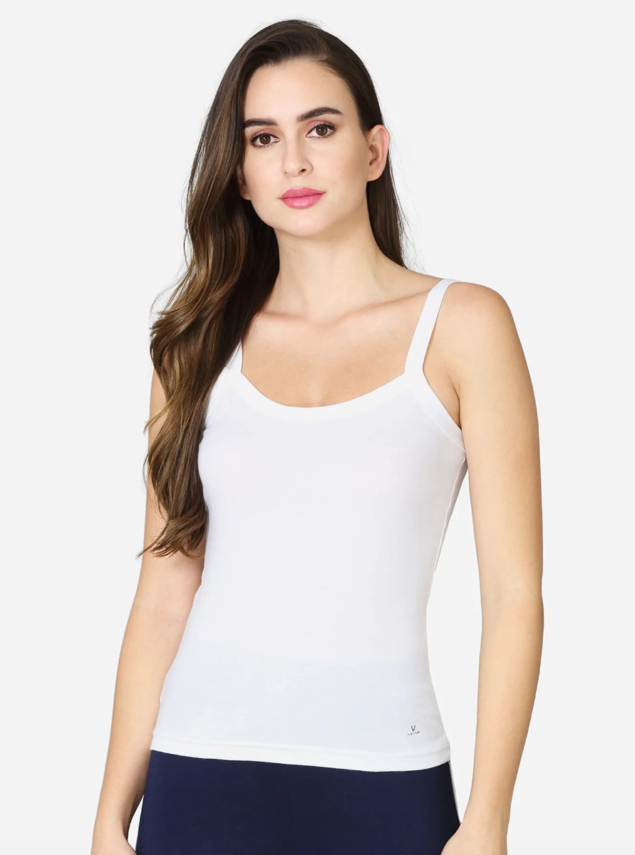 Ladies 100% Cotton Camisole Vest in White
