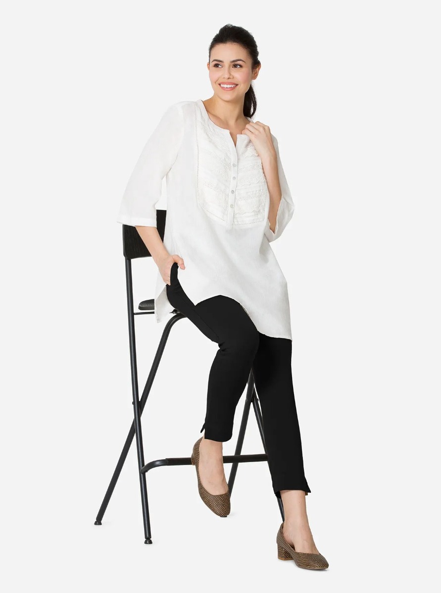 Shop White Blended Cotton Printed Straight Pant Suit After Six Wear Online  at Best Price | Cbazaar